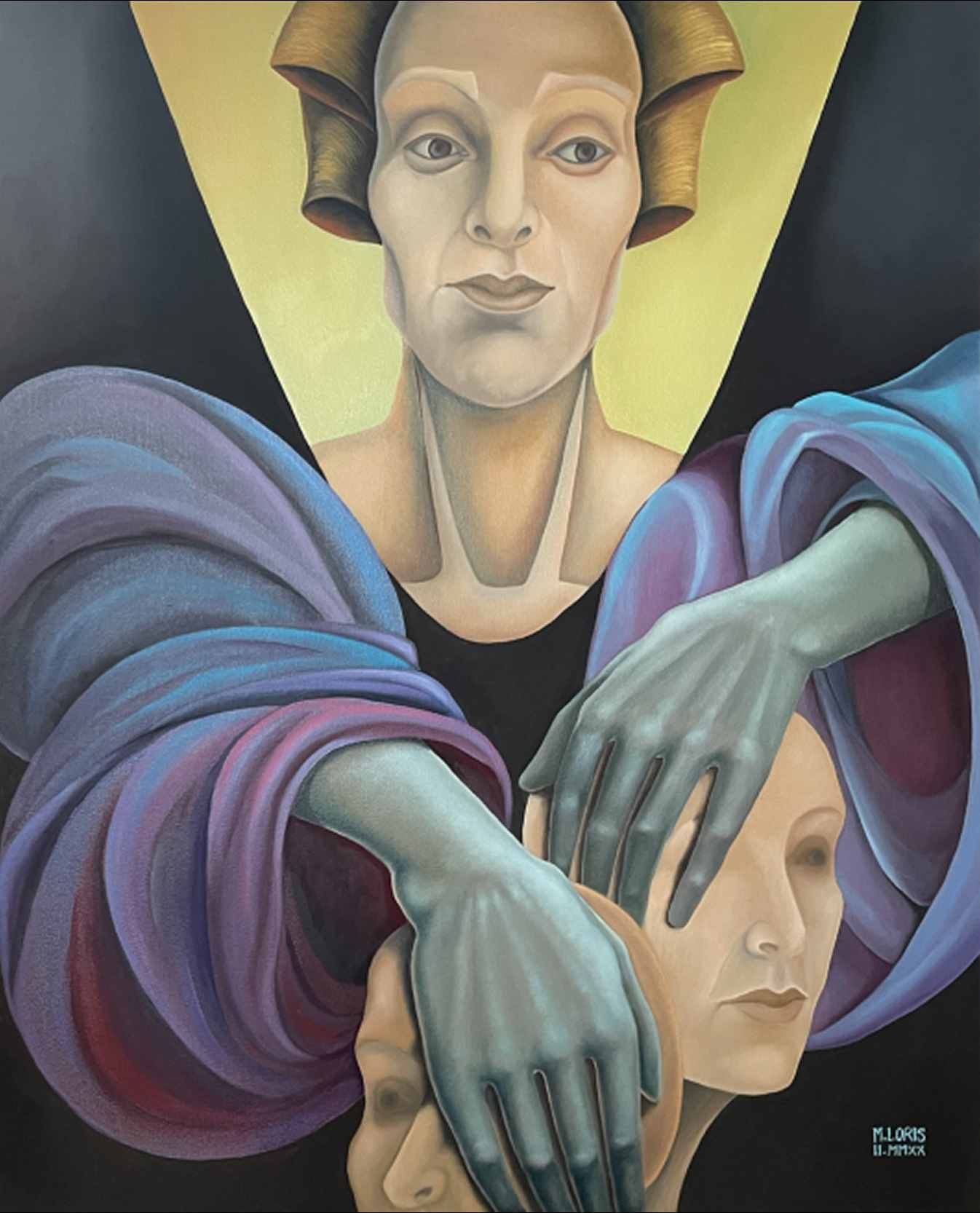 Game Two, oil on canvas, 60 x 73 cm, surrealist portrait painting by M. Loris