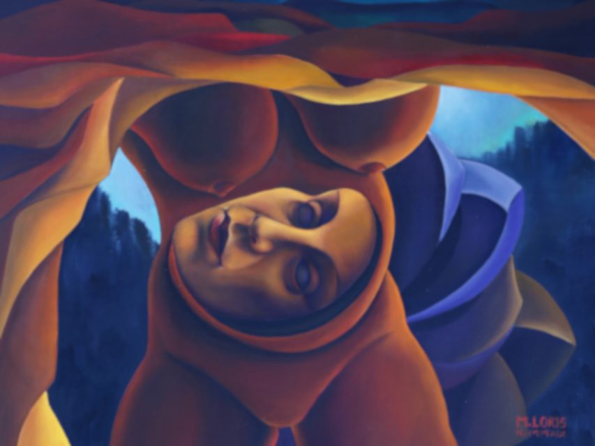 Beyond IV, oil on canvas, 38 x 46 cm, surrealist portrait painting by M. Loris