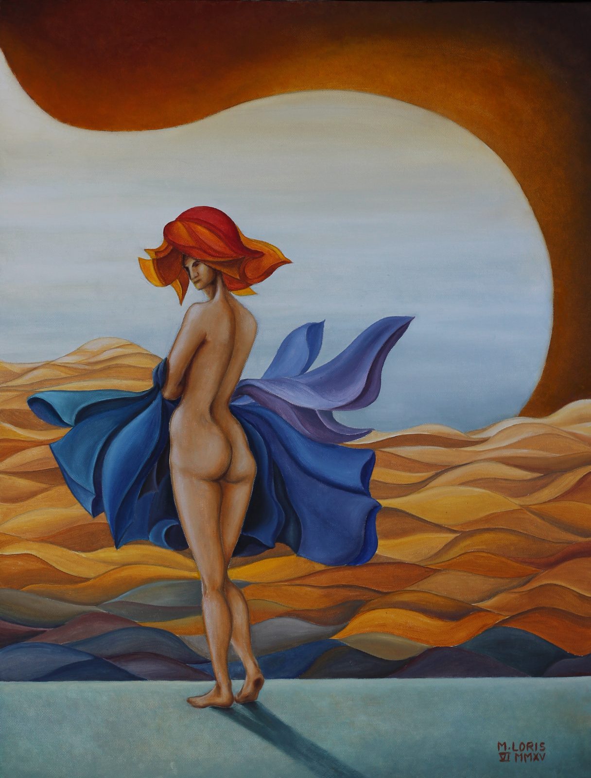 Anemone, oil on canvas, 50 x 66 cm, surrealist portrait painting by M. Loris