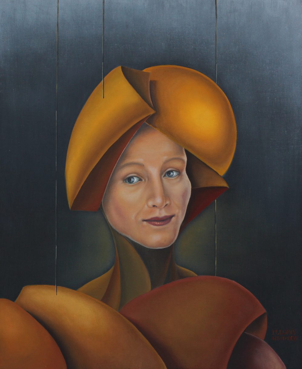 Tulip, oil on canvas, 38 x 46 cm, surrealist portrait painting by M. Loris