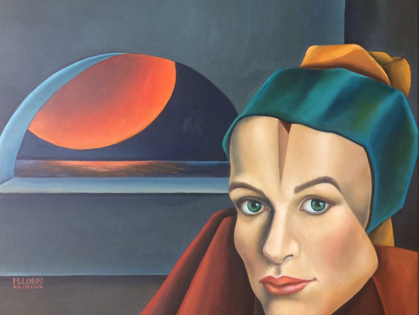 Broken Mysteries, oil on canvas, 46 x 55 cm, surrealist portrait painting by M. Loris