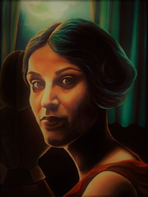 Emma, oil on canvas, 40 x 50 cm, surrealist portrait painting by M. Loris