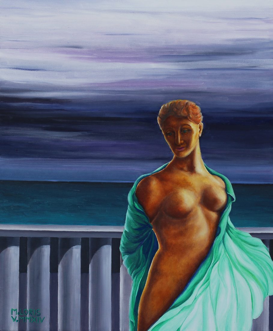 Leona, oil on canvas, 50 x 60 cm, surrealist portrait painting by M. Loris