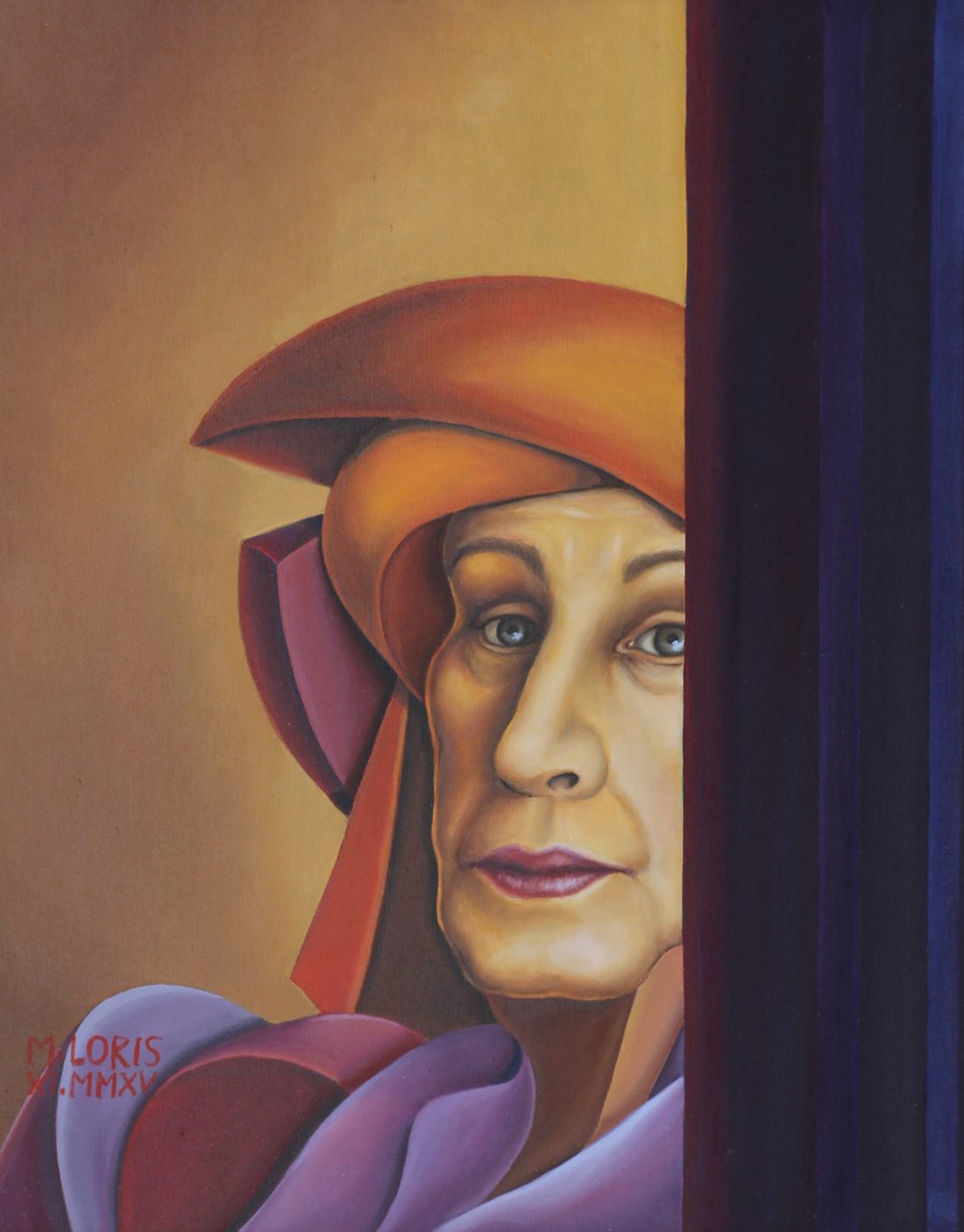 Alice S, oil on canvas, 40 x 50 cm, surrealist portrait painting by M. Loris