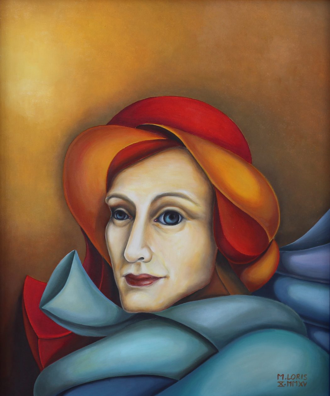 Penelope, oil on canvas, 46 x 56 cm, surrealist portrait painting by M. Loris