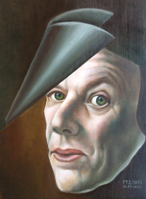 George, oil on canvas, 24 x 33 cm, surrealist portrait painting by M. Loris