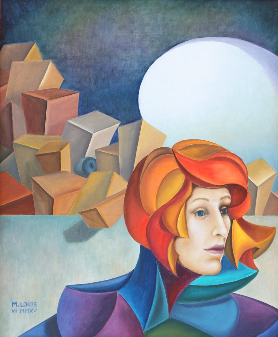 Folly, oil on canvas, 50 x 60 cm, surrealist portrait painting by M. Loris