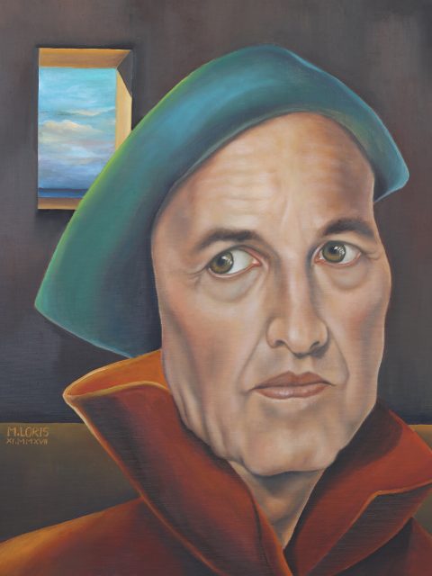 Don't Miss The Light, oil on canvas, 38 x 46 cm, surrealist portrait painting by M. Loris