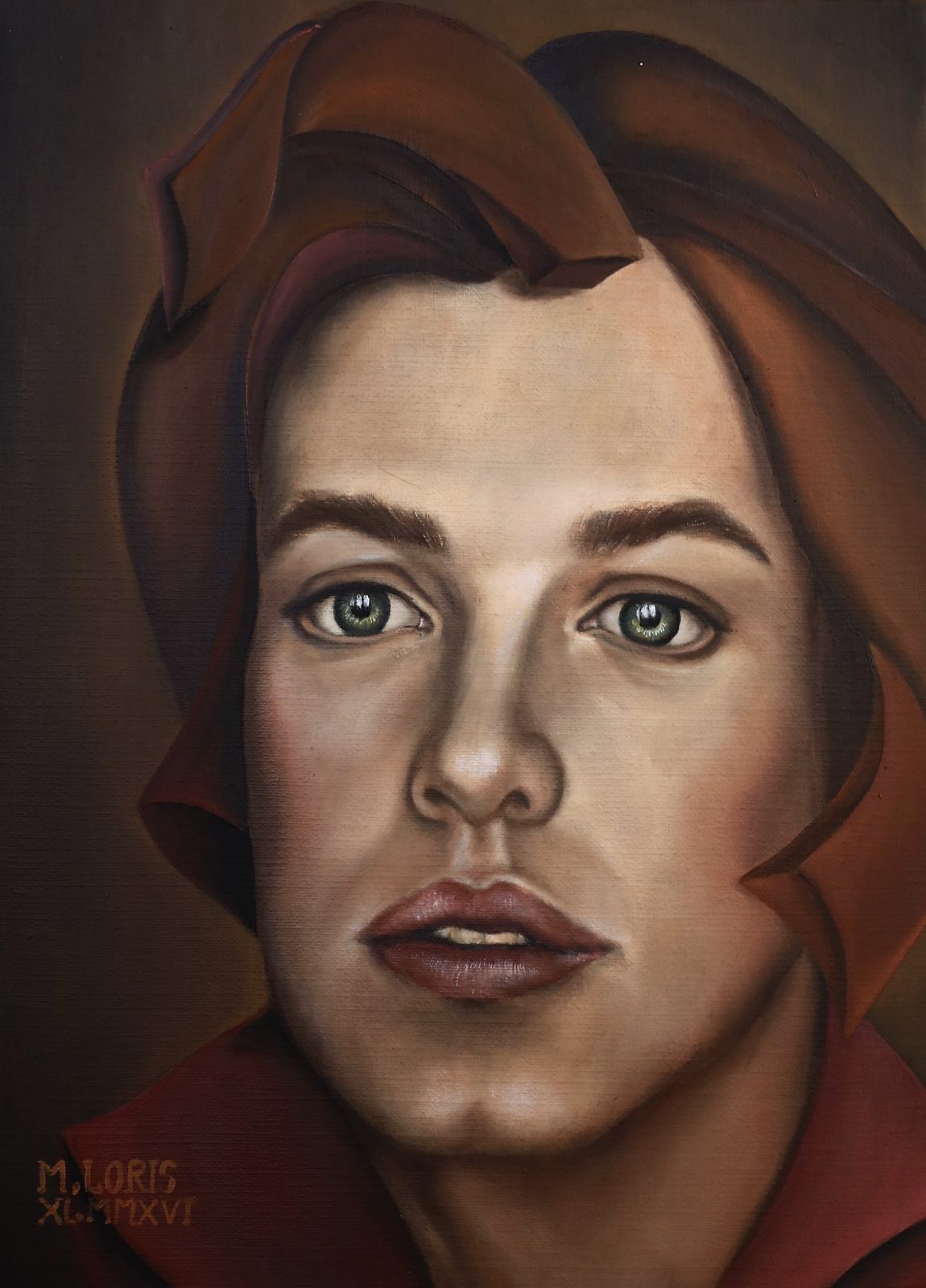 Hope, oil on canvas, 24 x 33 cm, surrealist portrait painting by M. Loris